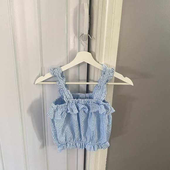 Blue Gingham Ruffle Top - Picture 2 of 2